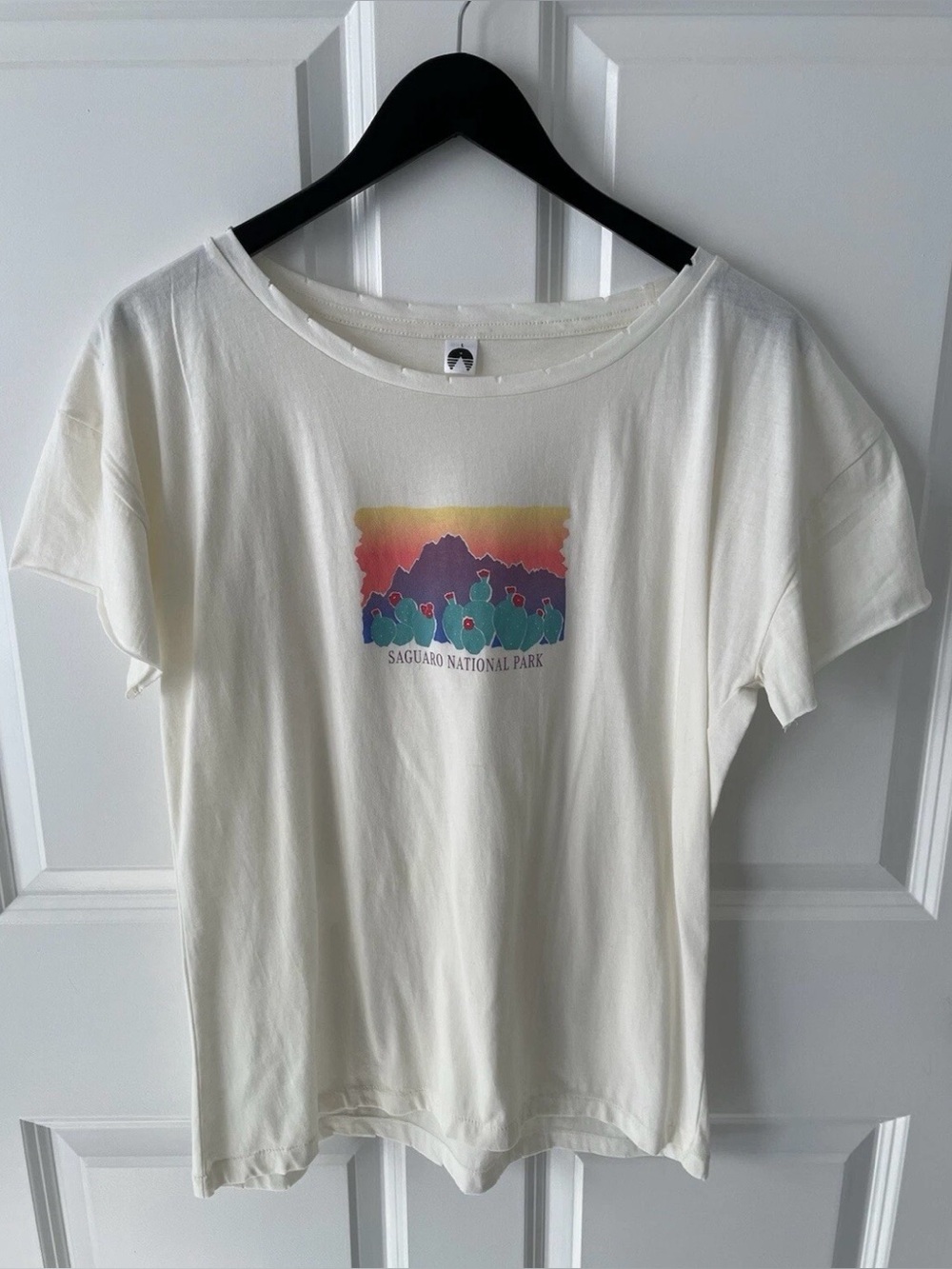 Indy Brand Saguaro National Park Cotton Ivory Tee T Shirt Womens Size Large